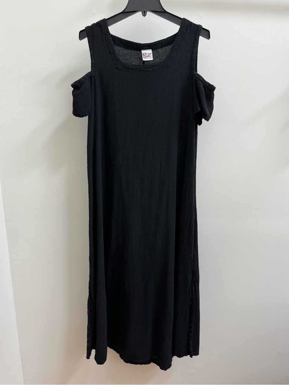Oh My Gauze! Black Cold-Shoulder Midi Dress